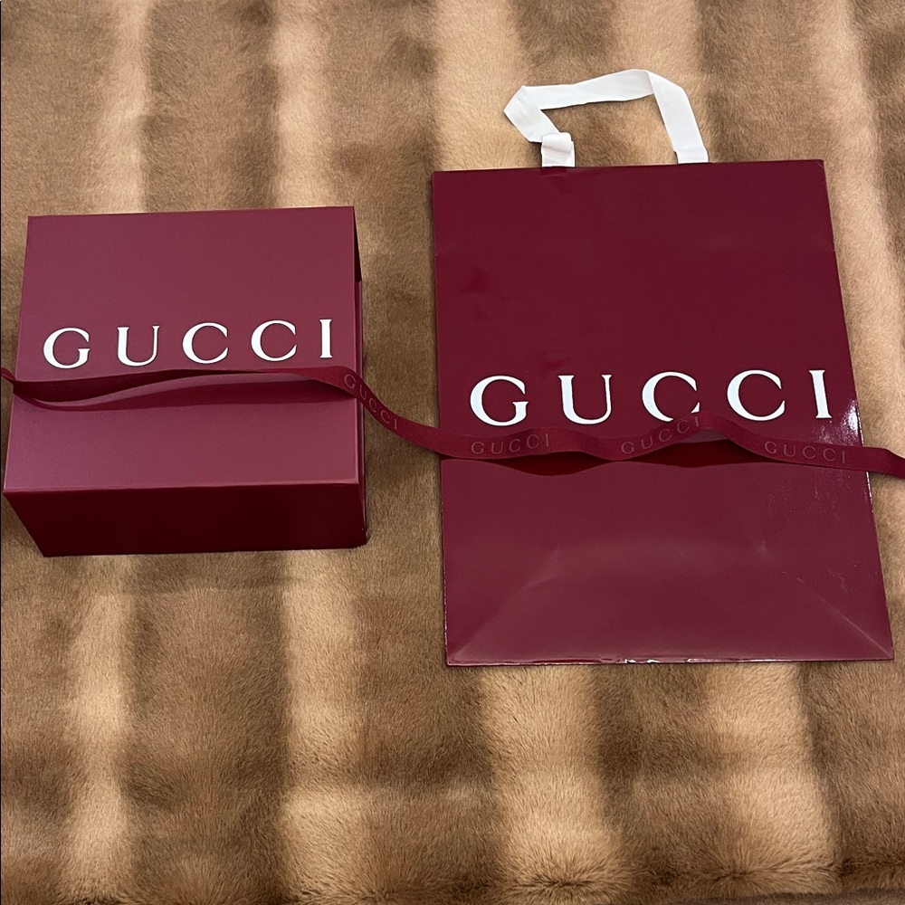 Gucci Cherry Red Gift Box and Shopping Bag Set